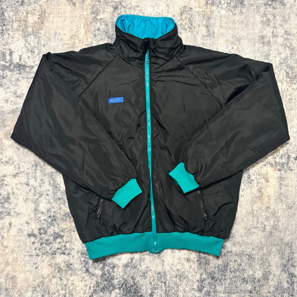 Vintage 90s Columbia Radial Sleeve Full Zip Jacket Men's L Black Teal